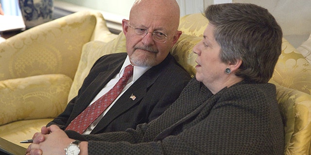 Feb. 1: Directory of National Intelligence James Clapper, left, talks with Homeland Security Secretary Janet Napolitano at the State Department in Washington before a meeting of the President's Interagency Task Force on human trafficking.