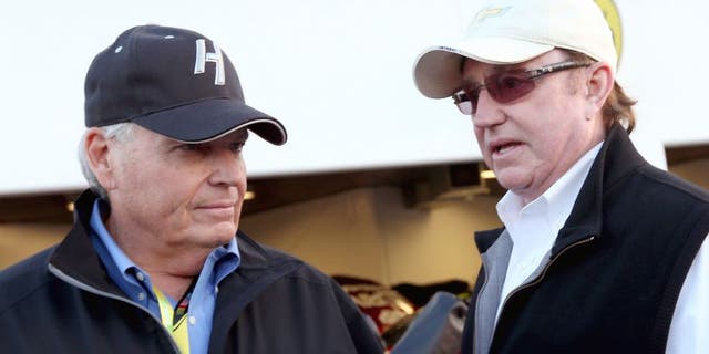 Team owners Rick Hendrick and Richard Childress during practice for the NASCAR Sprint Cup Series Sprint Unlimited at Daytona International Speedway on February 15, 2013 in Daytona Beach, Florida. (Photo by Tom Pennington/NASCAR via Getty Images)