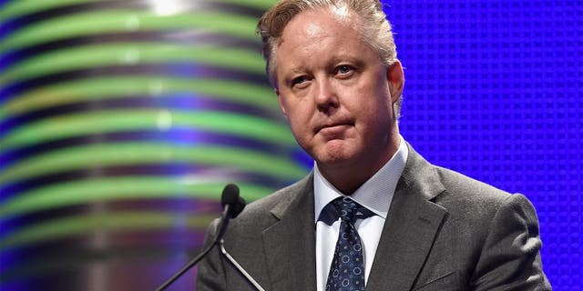 LAS VEGAS, NV - DECEMBER 03: CEO and Chairman of NASCAR Brian France speaks onstage during the 2015 NASCAR NMPA Myers Brothers Awards Luncheon at Encore Las Vegas on December 3, 2015 in Las Vegas, Nevada. (Photo by David Becker/NASCAR via Getty Images)