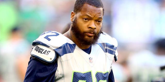 Oct 17, 2013; Phoenix, AZ, USA; Seattle Seahawks defensive end Michael Bennett against the Arizona Cardinals at University of Phoenix Stadium. Mandatory Credit: Mark J. Rebilas-USA TODAY Sports