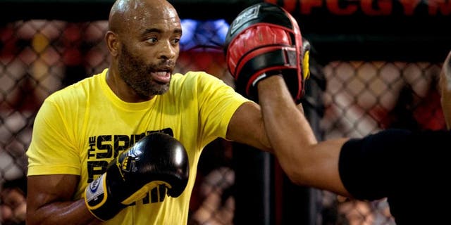 TORRANCE, CA - FEBRUARY 11: Anderson Silva holds an open training session for fans and media at the UFC Gym on February 11, 2016 in Torrance, California. (Photo by Brandon Magnus/Zuffa LLC/Zuffa LLC via Getty Images)