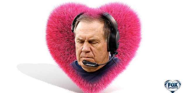021316 NFL V-Day card Belichick inside a foofy pink heart EH PI