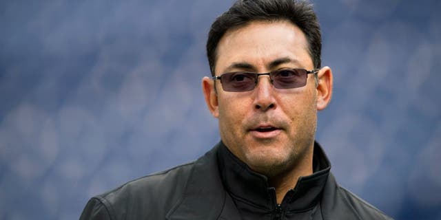 Apr 12, 2012; Philadelphia, PA, USA; Philadelphia Phillies general manager Ruben Amaro Jr during batting practice prior to playing the Miami Marlins at Citizens Bank Park. Mandatory Credit: Howard Smith-USA TODAY Sports