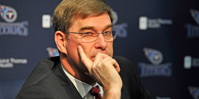 NASHVILLE, TN - JANUARY 14: General Manager Ruston Webster of the Tennessee Titans attends a press conference at the Saint Thomas Sports Park on January 14, 2014 in Nashville, Tennessee. (Photo by Frederick Breedon/Getty Images) *** Local Caption *** Ruston Webster