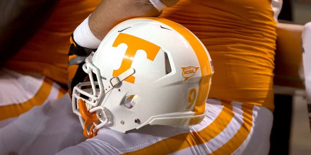 KNOXVILLE, TN - SEPTEMBER 15: A detail view of a Tennessee helmet during a game between the Florida Gators and the Tennessee Volunteers at Neyland Stadium on September 15, 2012 in Knoxville, Tennessee. The Gators defeated the Volunteers 37-20. (Photo by Sheila Hanus/Replay Photos via Getty Images)