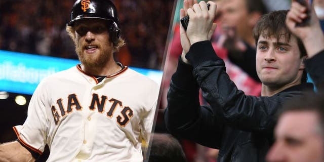Oct 25, 2014; San Francisco, CA, USA; San Francisco Giants right fielder Hunter Pence reacts after scoring the tying run against the Kansas City Royals in the fifth inning during game four of the 2014 World Series at AT&T Park. Mandatory Credit: Kyle Terada-USA TODAY Sports LONDON, ENGLAND - JUNE 07: Harry Potter actor Daniel Radcliffe cheers on England during the ICC Twenty20 World Cup match between England and Pakistan at The Brit Oval on June 7, 2009 in London, England. (Photo by Tom Shaw/Getty Images) *** Local Caption *** Daniel Radcliffe