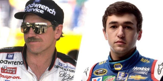 Dale Earnhardt (Photo by Allen Kee/WireImage), DAYTONA BEACH, FL - FEBRUARY 16: NASCAR Sprint Cup Series Driver Chase Elliott poses for a portrait during NASCAR Media Day at Daytona International Speedway on February 16, 2016 in Daytona Beach, Florida. (Photo by Jared C. Tilton/Getty Images)