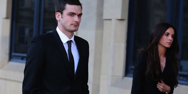 BRADFORD, ENGLAND - FEBRUARY 10: Adam Johnson with girlfriend Stacey Flounders leaving Crown Court after admitting two charges against him and pleading not guilty to two others on February 10, 2016 in Bradford, England. The Sunderland FC midfielder, aged 28 and from Castle Eden, County Durham, will go on trial for two counts of sexual activity having pleaded guilty to two others. He has one daughter. (Photo by Nigel Roddis/Getty Images)