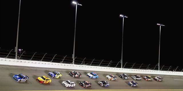 DAYTONA BEACH, FL - FEBRUARY 18: Dale Earnhardt Jr., driver of the #88 Nationwide Chevrolet, leads the field during the NASCAR Sprint Cup Series Can-Am Duels at Daytona International Speedway on February 18, 2016 in Daytona Beach, Florida. (Photo by Jared C. Tilton/Getty Images)