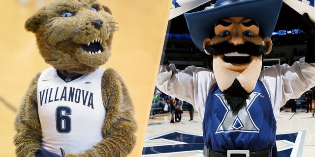 VILLANOVA, PA - DECEMBER 31: The Villanova Wildcats mascot on the floor during a college basketball game against the Xavier Musketeers at The Pavilion on December 31, 2015 in Villanova, Pennsylvania. The Wildcats won 95-64. (Photo by Mitchell Layton/Getty Images) CINCINNATI, OH - FEBRUARY 17: Xavier Musketeers mascot D'Artagnan celebrates after the game against the Providence Friars at Cintas Center on February 17, 2016 in Cincinnati, Ohio. Xavier defeated Providence 85-74. (Photo by Joe Robbins/Getty Images)