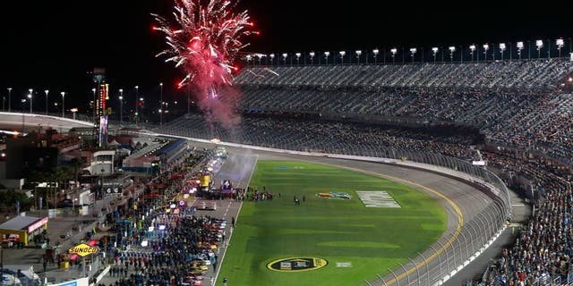 DAYTONA BEACH, FL - FEBRUARY 13: A general view of the speedway while drivers are introduced prior the NASCAR Sprint Cup Series Sprint Unlimited at Daytona International Speedway on February 13, 2016 in Daytona Beach, Florida. (Photo by Matt Sullivan/Getty Images)