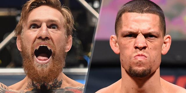 Conor McGregor steps onto the scale during the UFC 189 weigh-in inside MGM Grand Garden Arena on July 10, 2015 in Las Vegas, Nevada. (Photo by Josh Hedges/Zuffa LLC/Zuffa LLC via Getty Images) Nate Diaz weighs in during the UFC weigh-in at the Orange County Convention Center on December 18, 2015 in Orlando, Florida. (Photo by Josh Hedges/Zuffa LLC/Zuffa LLC via Getty Images)