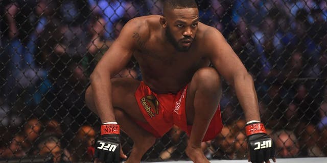 LAS VEGAS, NV - JANUARY 03: Jon Jones prepares for his UFC light heavyweight championship bout against Daniel Cormier during the UFC 182 event at the MGM Grand Garden Arena on January 3, 2015 in Las Vegas, Nevada. (Photo by Jeff Bottari/Zuffa LLC/Zuffa LLC via Getty Images)