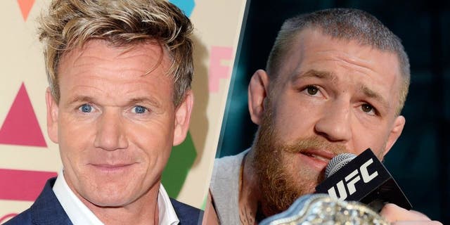 WEST HOLLYWOOD, CA - AUGUST 06: Gordon Ramsay arrives at the 2015 Summer TCA Tour FOX All-Star Party at Soho House on August 6, 2015 in West Hollywood, California. (Photo by Jon Kopaloff/FilmMagic) TORRANCE, CA - FEBRUARY 24: UFC featherweight champion Conor McGregor speaks during a news conference with lightweight contender Nate Diaz at UFC Gym February 24, 2016, in Torrance, California. (Photo by Kevork Djansezian/Getty Images)