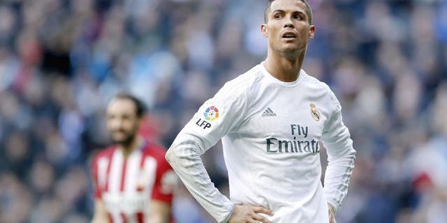 MADRID, SPAIN - FEBRUARY 27: Cristiano Ronaldo of Real Madrid reacts during the La Liga match between Real Madrid CF and Club Atletico de Madrid at Estadio Santiago Bernabeu on February 27, 2016 in Madrid, Spain. (Photo by Angel Martinez/Real Madrid via Getty Images)