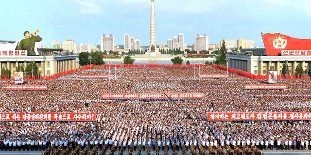 A general view shows a Pyongyang city mass rally held at Kim Il Sung Square on August 9, 2017, to fully support the statement of the Democratic People's Republic of Korea (DPRK) government in this photo released on August 10, 2017 by North Korea's Korean Central News Agency (KCNA) in Pyongyang