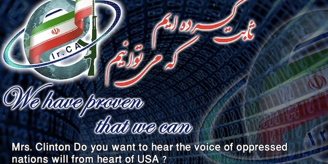 A graphic placed on the website for the U.S.-run Voice of America news service, allegedly by a pro-Iran "Cyber Army."