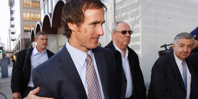 March 2: New Orleans Saints quarterback Drew Brees arrives for football labor negotiations with the NFL involving a federal mediator in Washington.