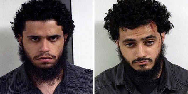 This undated combination file photo provided by the U.S. Marshals on June 9, 2010, shows Carlos Eduardo Almonte, left, and Mohamed Mahmood Alessa, right, who were arrested at New York's Kennedy Airport on June 5, 2010.