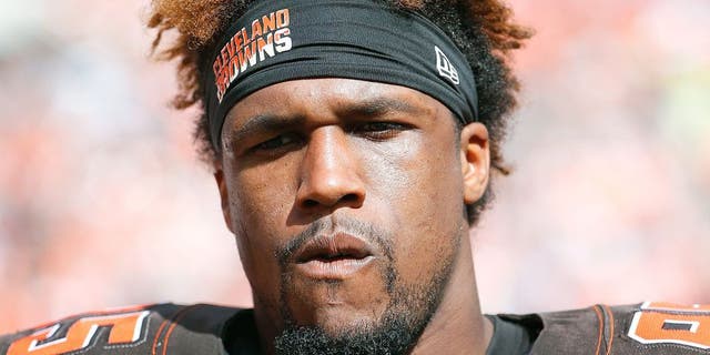 CLEVELAND, OH - SEPTEMBER 27: Armonty Bryant #95 of the Cleveland Browns looks on against the Oakland Raiders during a game at FirstEnergy Stadium on September 27, 2015 in Cleveland, Ohio. The Raiders defeated the Browns 27-20. (Photo by Joe Robbins/Getty Images)