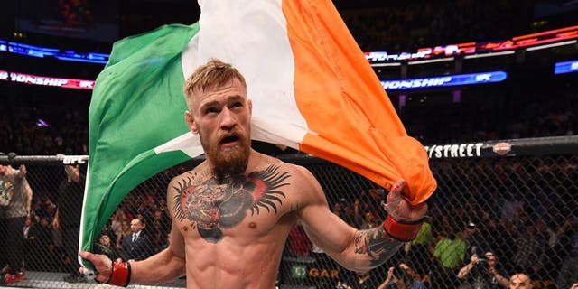 BOSTON, MA - JANUARY 18: Conor McGregor of Ireland reacts after defeating Dennis Siver of Germany in their featherweight fight during the UFC Fight Night event at the TD Garden on January 18, 2015 in Boston, Massachusetts. (Photo by Jeff Bottari/Zuffa LLC/Zuffa LLC via Getty Images)