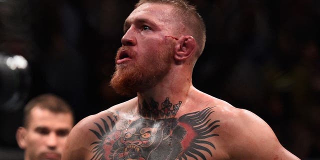 LAS VEGAS, NV - MARCH 05: Conor McGregor of Ireland reacts to his loss to Nate Diaz during the UFC 196 event inside MGM Grand Garden Arena on March 5, 2016 in Las Vegas, Nevada. (Photo by Jeff Bottari/Zuffa LLC/Zuffa LLC via Getty Images)