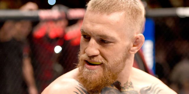 LAS VEGAS, NV - MARCH 05: Conor McGregor of Ireland prepares to face Nate Diaz in their welterweight bout during the UFC 196 event inside MGM Grand Garden Arena on March 5, 2016 in Las Vegas, Nevada. (Photo by Josh Hedges/Zuffa LLC/Zuffa LLC via Getty Images)