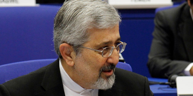 March 9: Iran's Ambassador to the International Atomic Energy Agency, IAEA, Ali Asghar Soltanieh gestures prior to the start of the IAEA's board of governors meeting at the International Center, in Vienna, Austria.