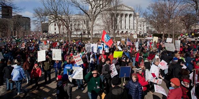 FILE: March 12, 2011: Efforts by Wisconsin's Republican governor to eliminates most union agrees for public employees led to protests, then a failed recall vote.