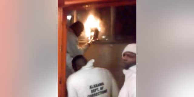 March 11, 2016: This still image taken from video shot by an inmate from the Holman Correctional Facility shows a prison riot on north of Atmore, Ala.