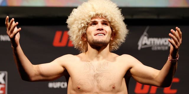 ORLANDO, FL - APRIL 18: Khabib Nurmagomedov weighs in during the FOX UFC Saturday weigh-in at the Amway Center on April 18, 2014 in Orlando, Florida. (Photo by Josh Hedges/Zuffa LLC/Zuffa LLC via Getty Images)