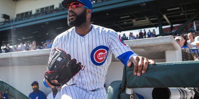 MESA, AZ - MARCH 4: Jason Heyward #22 of the Chicago Cubs bats looks on a spring training game against the Los Angeles Angels at Sloan Park on March 4, 2016 in Mesa, Arizona. (Photo by Rob Tringali/Getty Images)
