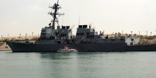 March 12: U.S. destroyer USS Mason sails in the Suez canal in Ismailia, Egypt.