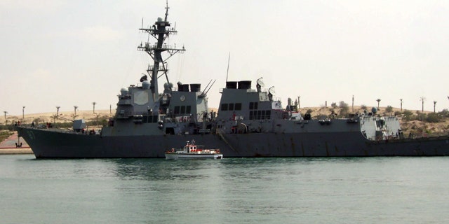 March 12: U.S. destroyer USS Mason sails in the Suez canal in Ismailia, Egypt.