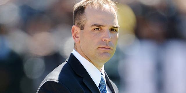 Sep 15, 2013; Oakland, CA, USA; Jacksonville Jaguars general manager David Caldwell during the game against the Oakland Raiders at O.co Coliseum. The Raiders defeated the Jaguars 19-9. Mandatory Credit: Kirby Lee-USA TODAY Sports