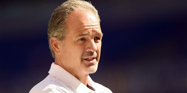Sep 28, 2014; Indianapolis, IN, USA; Indianapolis Colts head coach Chuck Pagano against the Tennessee Titans at Lucas Oil Stadium. Mandatory Credit: Andrew Weber-USA TODAY Sports