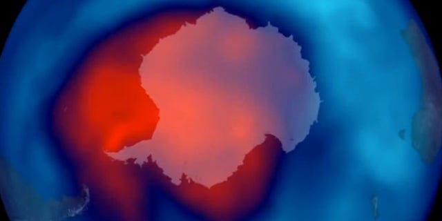 The hole in the protective ozone layer above Antarctica in September 2012.
