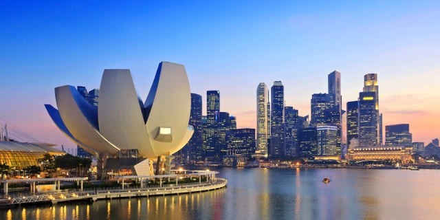 Singapore Skyline and view of Marina Bay