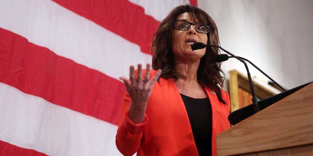 April 1, 2016: Former Alaska Gov. Sarah Palin, speaks as The Milwaukee County Republican Party hosted a Presidential Dinner in Milwaukee.