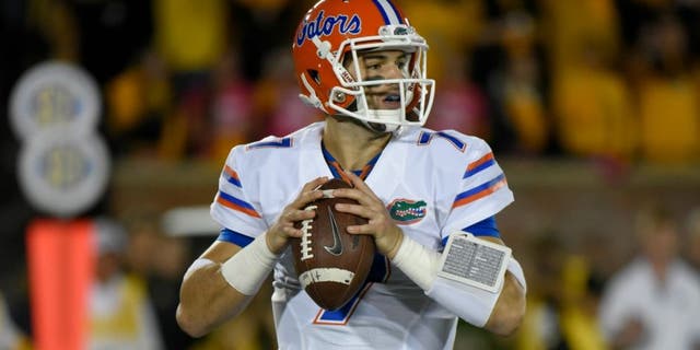 COLUMBIA , MO - OCTOBER 10: Quarterback Will Grier #7 of the Florida Gators drops back for a pass against the Missouri Tigers at Memorial Stadium on October 10, 2015 in Columbia, Missouri. (Photo by Ed Zurga/Getty Images) *** Local Caption *** Will Grier,COLUMBIA , MO - OCTOBER 10: Quarterback Will Grier #7 of the Florida Gators drops back for a pass against the Missouri Tigers at Memorial Stadium on October 10, 2015 in Columbia, Missouri. (Photo by Ed Zurga/Getty Images)