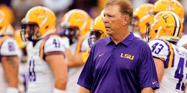 BATON ROUGE, LA - SEPTEMBER 07: Cam Cameron, offensive coordinator of the LSU Tigers, watches his team during warmups prior to a game at Tiger Stadium against the UAB Blazers on September 7, 2013 in Baton Rouge, Louisiana. LSU won the game 56-17. (Photo by Stacy Revere/Getty Images)