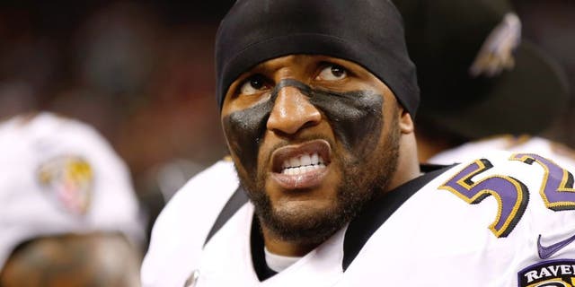Ray Lewis #52 of the Baltimore Ravens looks on against the San Francisco 49ers during Super Bowl XLVII at the Mercedes-Benz Superdome on February 3, 2013 in New Orleans, Louisiana. (Photo by Chris Graythen/Getty Images)