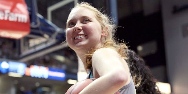 CINCINNATI - NOVEMBER 2: Freshman Lauren Hill of Mount St. Joseph smiles during a game at Xavier University in Cincinnati Ohio at the Cintas Center. NOTE TO USER: User expressly acknowledges and agrees that, by downloading and or using this Photograph, user is consenting to the terms and condition of the Getty Images License Agreement. Mandatory Copyright Notice: 2014 NBAE (Photo by Ron Hoskins/NBAE via Getty Images)