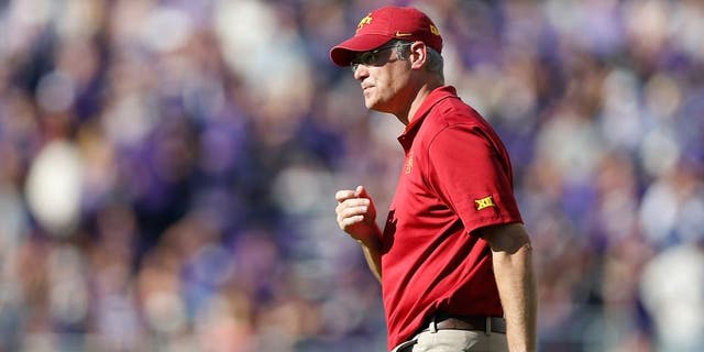 FORT WORTH, TX - DECEMBER 06: Head coach Paul Rhoads of the Iowa State Cyclones during the Big 12 college football game against the TCU Horned Frogs at Amon G. Carter Stadium on December 6, 2014 in Fort Worth, Texas. The Horned Frongs defeated the Cyclones 55-3. (Photo by Christian Petersen/Getty Images)