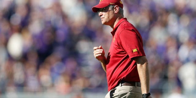 FORT WORTH, TX - DECEMBER 06: Head coach Paul Rhoads of the Iowa State Cyclones during the Big 12 college football game against the TCU Horned Frogs at Amon G. Carter Stadium on December 6, 2014 in Fort Worth, Texas. The Horned Frongs defeated the Cyclones 55-3. (Photo by Christian Petersen/Getty Images)