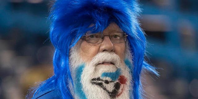 Apr 12, 2016; Toronto, Ontario, CAN; A Toronto Blue Jays fan shows his support during batting practice before a game against the New York Yankees at Rogers Centre. Mandatory Credit: Nick Turchiaro-USA TODAY Sports