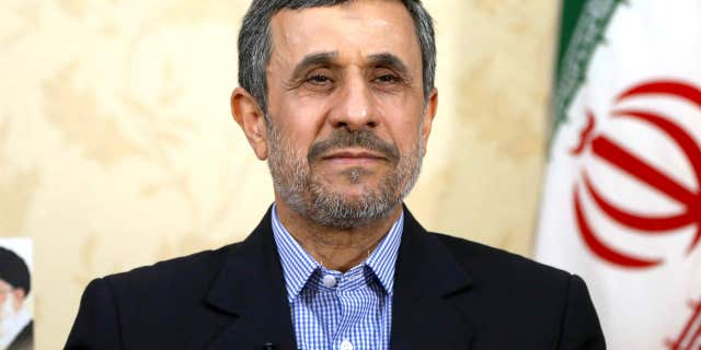Former Iranian President Mahmoud Ahmadinejad gives an interview to The Associated Press at his office, in Tehran, Iran, Saturday, April 15, 2017.