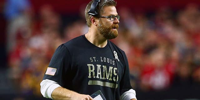Nov 9, 2014; Glendale, AZ, USA; St. Louis Rams tight ends coach Rob Boras against the Arizona Cardinals at University of Phoenix Stadium. The Cardinals defeated the Rams 31-14. Mandatory Credit: Mark J. Rebilas-USA TODAY Sports