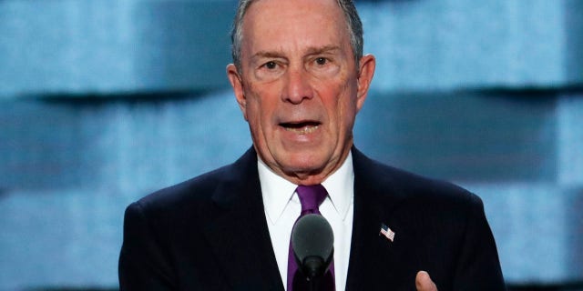 FILE - In this Wednesday, July 27, 2016, file photo, former New York City Mayor Michael Bloomberg speaks during the third day of the Democratic National Convention in Philadelphia.