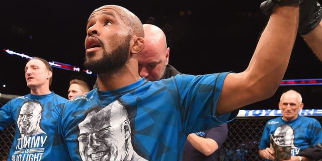 MONTREAL, QC - APRIL 25: Demetrious Johnson of the United States reacts after his submission victory over Kyoji Horiguchi of Japan in their UFC flyweight championship bout during the UFC 186 event at the Bell Centre on April 25, 2015 in Montreal, Quebec, Canada. (Photo by Josh Hedges/Zuffa LLC/Zuffa LLC via Getty Images)